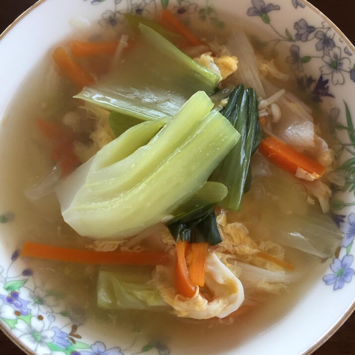 市販のスープで野菜たっぷりふかひれスープ